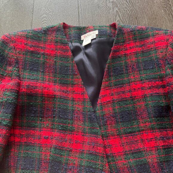 VINTAGE TALBOTS GREEN RED BLAZER SIZE 10 MADE IN USA - Picture 5 of 9